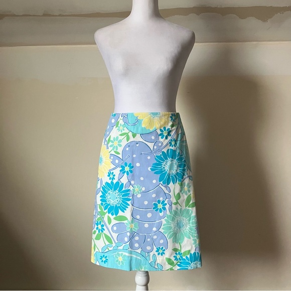 Vintage Lilly Pulitzer Purple Lobster Blue Floral Preppy Summer Skirt size 12 - Picture 2 of 7